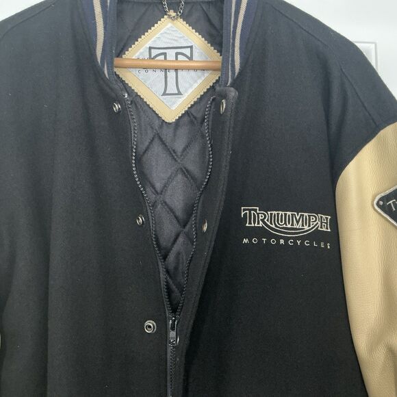 Vintage 90s Triumph Varsity Motorcycle Jacket Men’s Size XL - Picture 3 of 11